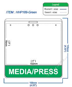HHP189 MEDIA/PRESS title badge holder is a single pocket of Horizontal badge holder.