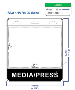 HHT0109 MEDIA/PRESS title badge holder is a single pocket of horizontal badge holder.