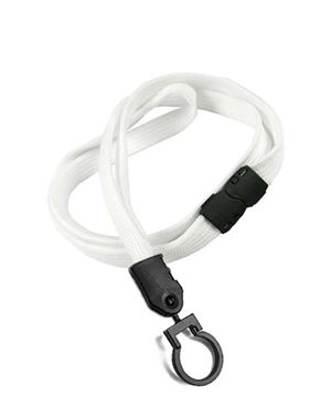 3/8 inch White breakaway lanyard with a plastic lanyard hook-blank-LNB321BWHT