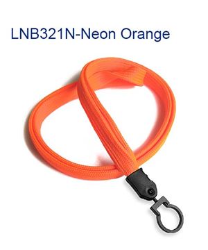 3/8 inch Neon orange plain lanyard with lanyard hook-blank-LNB321NNOG