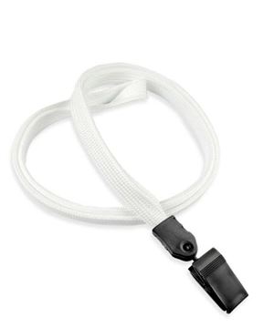 3/8 inch White clip lanyard with a plastic rotating clip-blank-LNB322NWHT