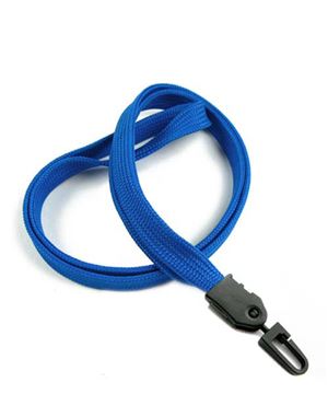 3/8 inch Blue blank lanyard with a plastic ID hook-blank-LNB323NBLU