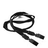 3/8 inch Black double clip lanyards attached breakaway and plastic clip on both ended-blank-LNB324BBLK