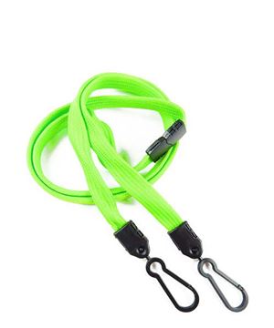 3/8 inch Lime green doubel hook lanyard with safety breakaway-blank-LNB325BLMG