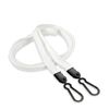 3/8 inch White doubel hook lanyard with 2 plastic rotating hook-blank-LNB325NWHT