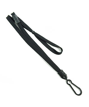3/8 inch Black adjustable lanyard with adjustable bead and plastic rotating hook-blank-LNB326BBLK