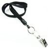 3/8 inch Black neck lanyards with split ring and ID strap clip-blank-LNB327NBLK