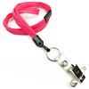 3/8 inch Hot pink breakaway lanyard attached split ring with ID strap pin clip-blank-LNB32BBHPK