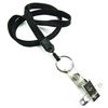 3/8 inch Black plain lanyard with split ring and ID strap pin clip-blank-LNB32BNBLK