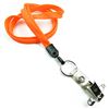 3/8 inch Neon orange plain lanyard with split ring and ID strap pin clip-blank-LNB32BNNOG