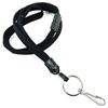 3/8 inch Black breakaway lanyard attached key ring with j hook-blank-LNB32HBBLK