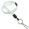 3/8 inch White breakaway lanyard attached key ring with j hook-blank-LNB32HBWHT