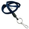 3/8 inch Navy blue key lanyards attached metal key ring with j hook-blank-LNB32HNNBL