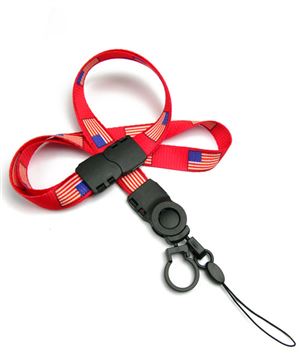 The single color USA flag lanyards with cellphone keepers and key rings.