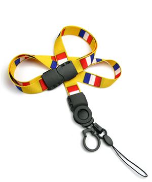 The single color France flag lanyards with cellphone keepers and key rings.