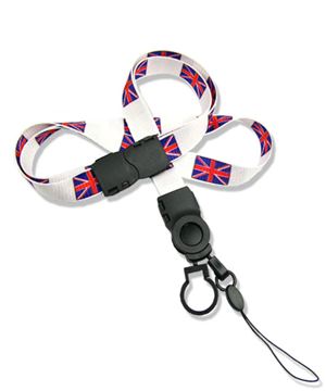 The single color United Kingdom flag lanyard with cellphone keeper and key ring.