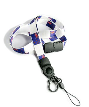 The single color New Zealand flag lanyard with cellphone keeper and key ring.