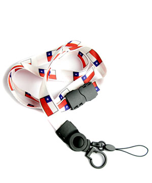 The single color Chile flag lanyard with cellphone keeper and key ring.