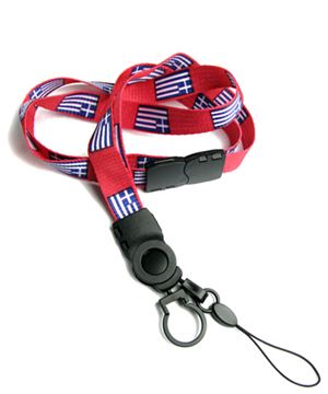 The single color Greece flag lanyards with cellphone keepers and key rings.