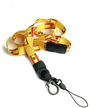 The single color Spain flag lanyard with cellphone keeper and key ring.