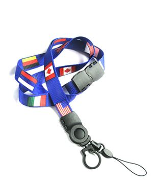 The single color G8 flag lanyard with cellphone keeper and key ring.