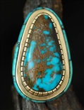 DON JUAN JOHNSON MORENCI TURQUOISE 14K GOLD RING