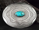 LEE YAZZIE LONE MOUNTAIN TURQUOISE BELT BUCKLE