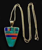 SONWAI MOSAIC INLAY GOLD PENDANT