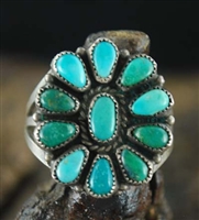 1940's BLUE GEM TURQUOISE ZUNI CLUSTER RING