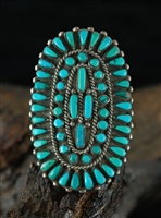 1950's BLUE GEM TURQUOISE ZUNI CLUSTER RING