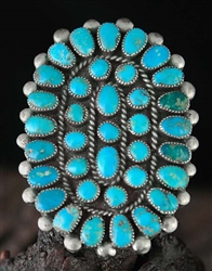 1950's MORENCI TURQUOISE ZUNI CLUSTER RING