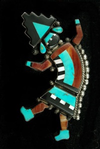 LEO POBLANO-ZUNI RAINBOW MAN PIN