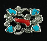 DAN SIMPLICIO TURQUOISE & CORAL PIN