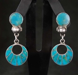 LOVELY ZUNI CHANNEL INLAY BLUE GEM EARRINGS