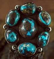 PERSIAN TURQUOISE NAVAJO CLUSTER RING