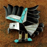 V. NOCHE ZUNI INLAID EAGLE PIN/PENDANT