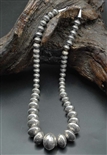 LEO YAZZIE SILVER PEARL BEAD NECKLACE