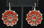 LARGE LOVELY ALICE QUAM CORAL CLUSTER EARRINGS