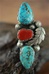 Vintage Morenci Turquoise And Coral Ring