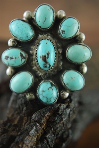LARGE PERSIAN TURQUOISE CLUSTER RING<SPAN style="COLOR: #ff0000; FONT-WEIGHT: bold">*SOLD*</SPAN></SPAN>
