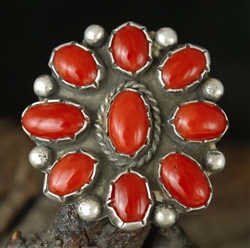 LOVELY NAVAJO CORAL CLUSTER RING<SPAN style="COLOR: #ff0000; FONT-WEIGHT: bold">*SOLD*</SPAN></SPAN>