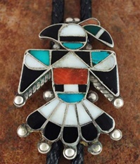 Vintage Zuni Thunder Bird Bolo Tie