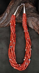 KEWA 12 STRAND MEDITERRANEAN CORAL NECKLACE