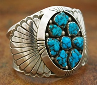 JAMES LEE MORENCI NUGGET TURQUOISE SILVER BRACELET