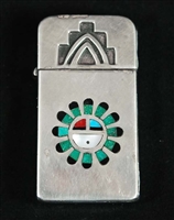 EARLY INLAID SUNFACE ZIPPO LIGHTERSHADOWBOX KEY RING