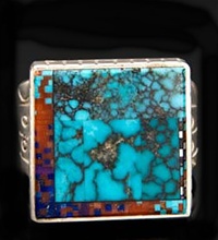 CARL AND IRENE CLARK INTARSIA INLAID RING