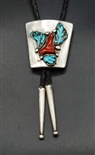 LEEKYA DEYUSE CARVED TURQUOISE LEAF BOLO TIE