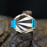 DON JUAN MULTI STONE INLAID 14K GOLD RING