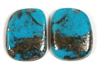 NATURAL MORENCI TURQUOISE CABOCHON MATCHED PAIR