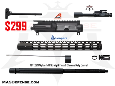 18" .223 WYLDE AR-15 BUILD KIT - AERO RECEIVER - UTG HANDGUARD - COMPLETE WITH BCG AND FCH - NOT ASSEMBLED